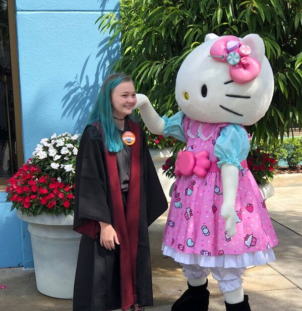 Picture of girl meeting Hello Kitty!